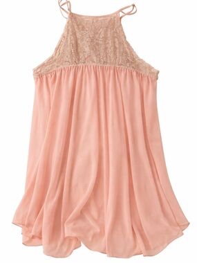 Delicate Lace-Trim Peach Chemise Slip
